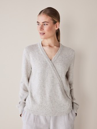 Pullover Wickeloptik, grau melange
