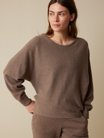 Pullover aus Bio-Baumwolle/Wolle, walnuss melange