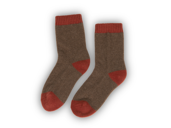 Socken aus Yakwolle und Schurwolle, mittelbraun
