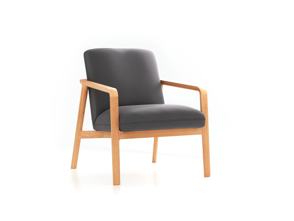 Fauteuil Ketil, Wollstoff Kaland Schiefer (67), Buche