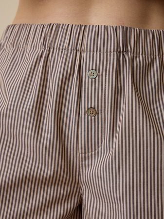 Kurze Schlafhose, rose/mokka streif