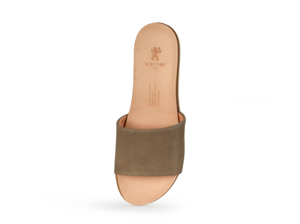 Lederpantolette, stein