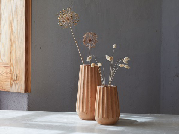 Vase aus Erlenholz, Kannelur, inkl. Glaseinsatz