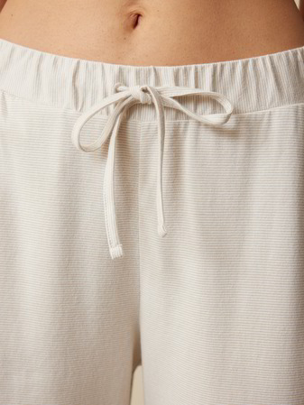 Pyjama Hose, 100 % Bio Baumwolle, sand-weiss ringel