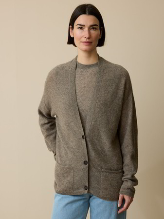 Strickjacke aus Yakwolle, hasel melange