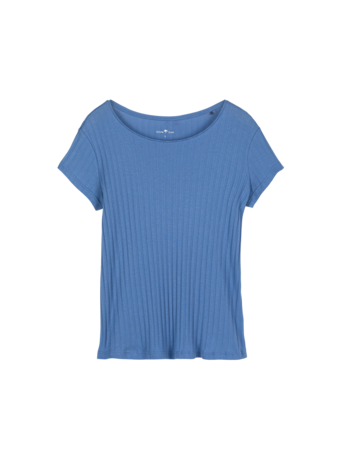 Kurzarmshirt aus Bio Baumwolle, meerblau