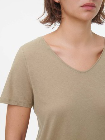 Kurzarmshirt aus Bio Baumwolle, light khaki
