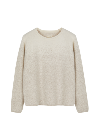 Pullover aus Bio-Baumwolle und Wolle, degradé sand/weiß