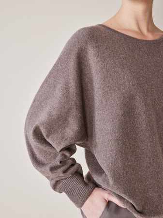 Pullover Langarm, Bio-Baumwolle-Wolle, walnuss melange