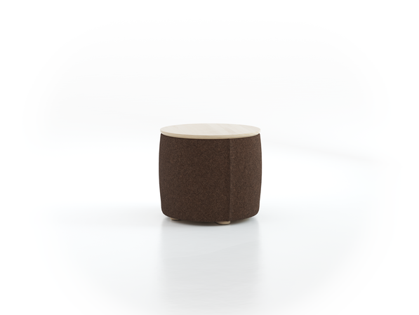 Sofatisch/Hocker Tambor mit Stauraum u. Holzdeckel, H 34,3 cm, Ø 39 cm, Bezug Wollstoff Stavang Torf (64), Esche