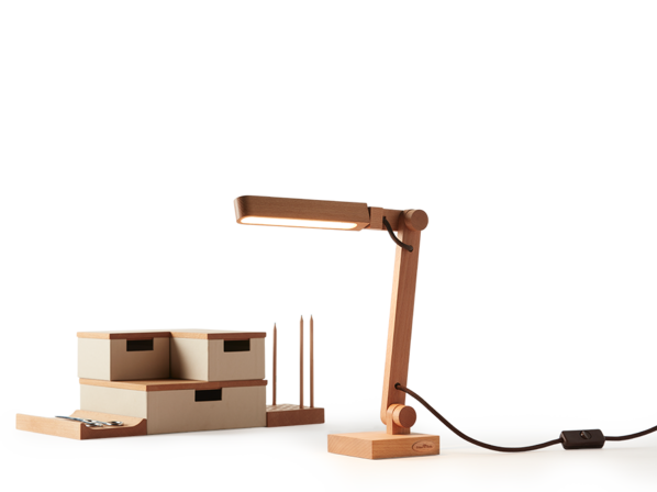 Leuchte SETTE in Buche, H 33,5 cm