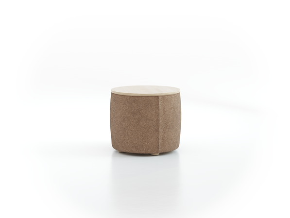 Sofatisch/Hocker Tambor mit Stauraum u. Holzdeckel, H 34,3 cm, Ø 39 cm, Bezug Wollstoff Stavang Haselnuss (65), Esche