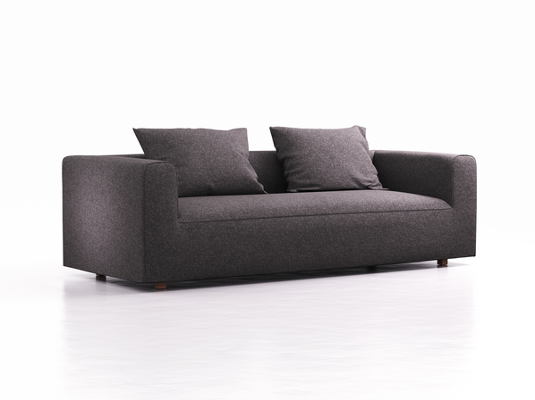 3er Sofa Sereno, bodennah, B235xT96xH71cm, Sitzhöhe 43 cm, inkl. 2 Kissen (70x55 cm), Buche, Wollstoff Stavang Stein