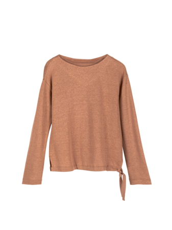 Langarmshirt aus Bio Leinen, bronze