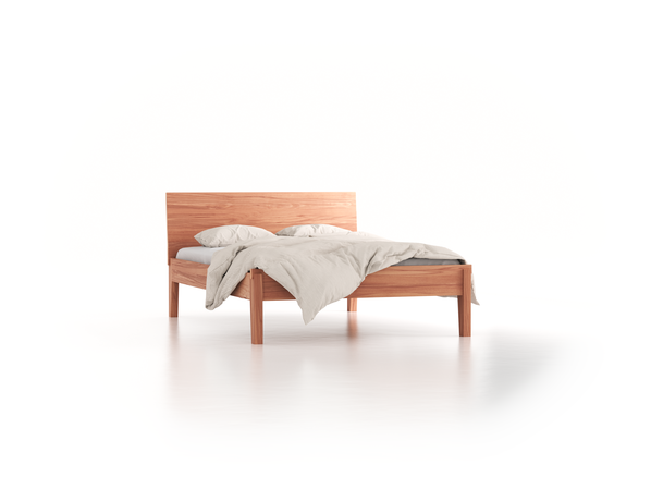 Bett Alpina mit Betthaupt, 140 x 200 cm, Kernbuche
