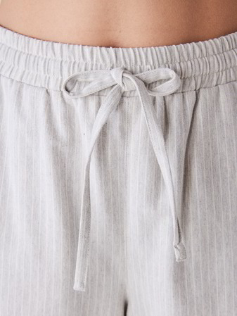 Pyjamahose, Baumwolle, flanell streif grau