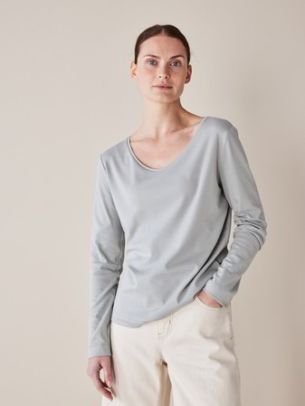 Shirt Langarm, 100 % Bio Baumwolle, mintgrau