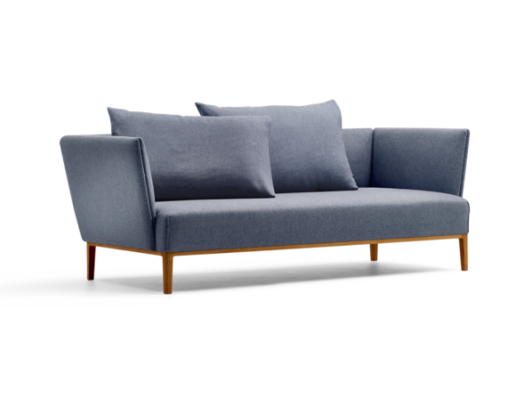 Lorea 2er-Sofa, Eiche, mit Bezug Wollstoff Elverum Ozean