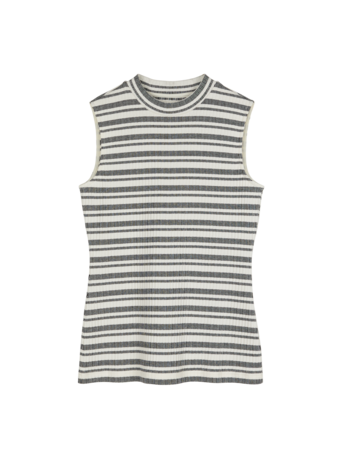 Top aus Bio Baumwolle, schwarz/offwhite ringel rippe