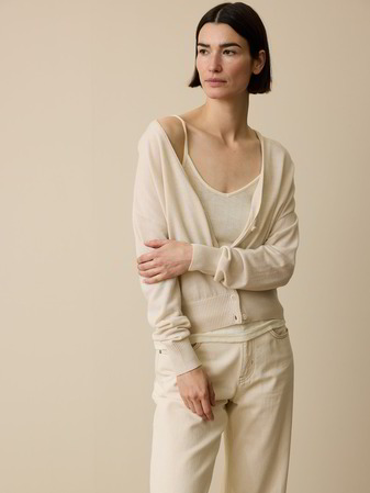 Strickjacke aus Bio-Wolle, natur melange
