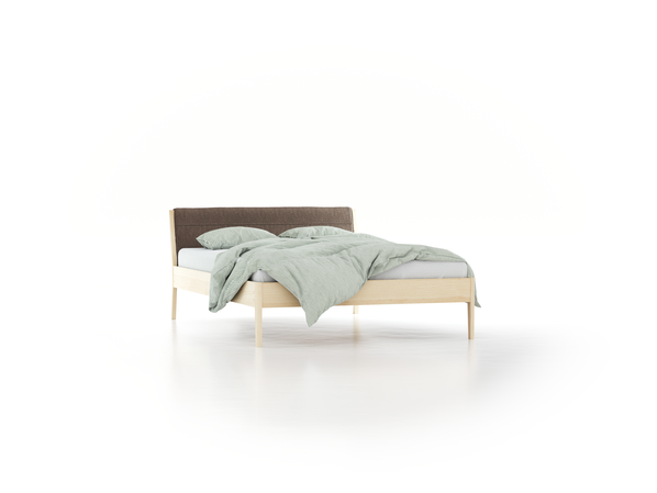 Bett Almeno mit Kopfhaupt inkl. abnehmbare Housse, 140 x 200 cm, Wollstoff Tano Natur (79), Esche