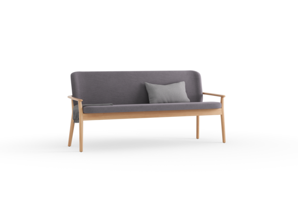 Polsterbank Kilian, 180 cm, Wollstoff Kaland Schiefer, Buche