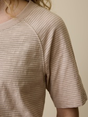 Shirt aus Bio-Baumwolle, camelie/taupe ringel