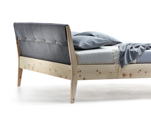 Housse für Kopfhaupt Bett Almeno, Wollstoff Stavang Stein