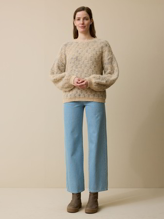 Pullover aus Alpakawolle und Bio-Baumwolle, strick sand/eisblau