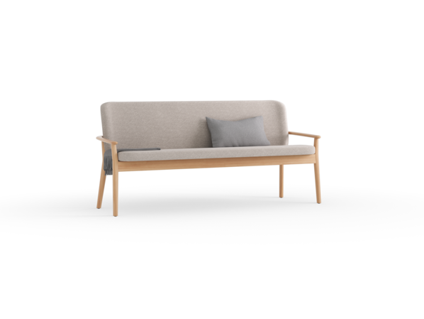 Polsterbank Kilian, 180 cm, Wollstoff Tano Natur, Buche