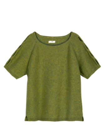Pullover aus Bio-Baumwolle und Wolle, erbsengrün