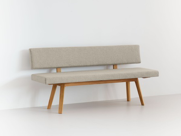 Polsterbank Mirato mit Rückenlehne, Sitzbreite 179,5cm, mit Rückenlehne, Wollstoff Tano Natur, Eiche