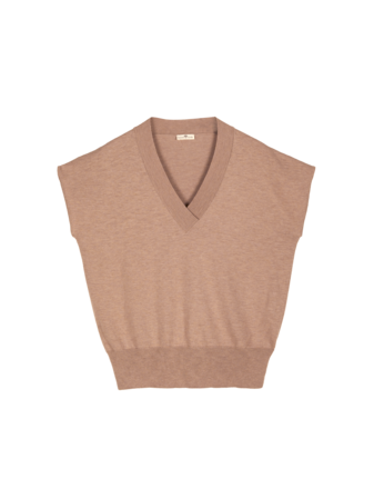 Kurzarmpullover aus Bio-Baumwolle, caramel melange