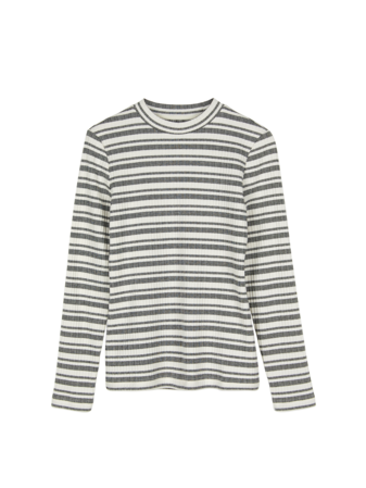 Langarmshirt aus Bio Baumwolle, schwarz/offwhite ringel rippe