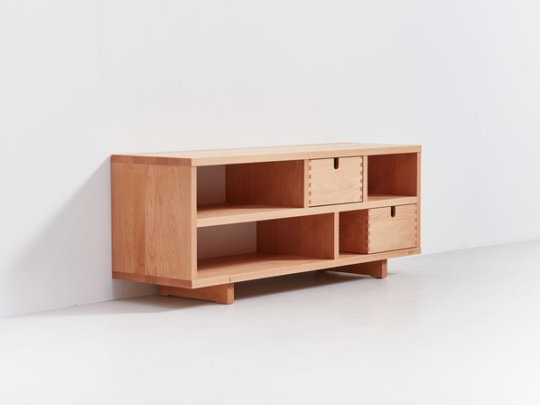 Sideboard Valetto klein ohne Bügel, mit 2 Laden, Buche