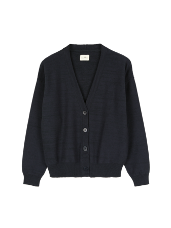 Strickjacke aus Bio-Baumwolle und Wolle, navy