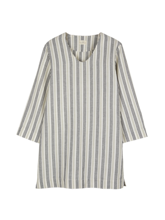 Kleid aus Bio-Leinen und Baumwolle, 60 multistreif grün