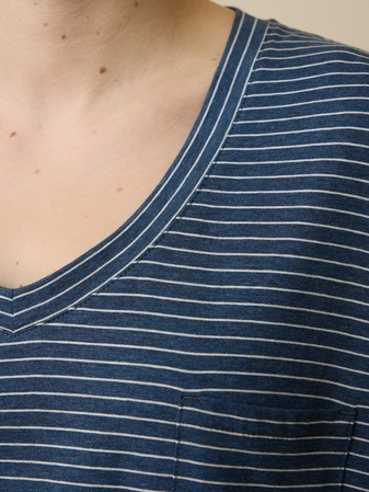 Schlafshirt, blau/natur melange ringel