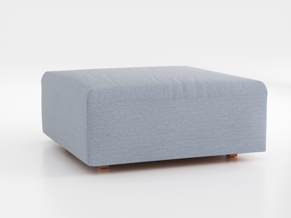 Hocker Sereno B 96 x T 96 cm, Bodennah, mit Bezug Wollstoff Elverum Blaugrau (83), Buche
