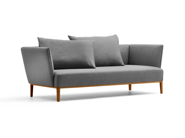 Lorea 2er-Sofa, Eiche, mit Bezug Wollstoff Elverum Mocca