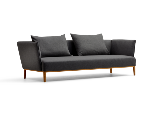 Lorea 3er-Sofa, Eiche, mit Bezug Wollstoff Kaland Schiefer