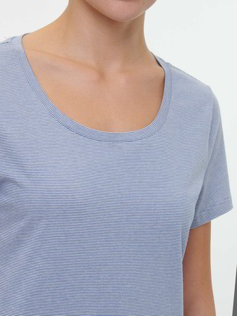 Schlafshirt aus Bio-Baumwolle, meerblau-weiss ringel