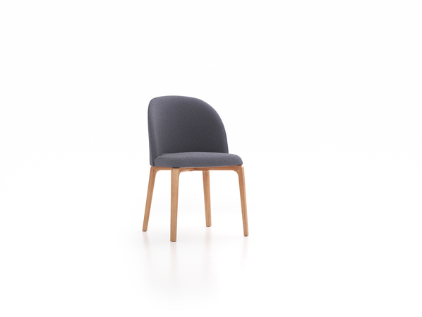 Stuhl Belmont ohne Armlehne 54X60/45X83/48 cm, mit Bezug, Wollstoff Elverum Torfblau (82), Eiche