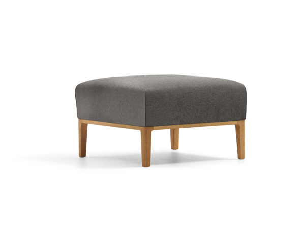Hocker Lorea, Eiche, mit Bezug Wollstoff Stavang Stein