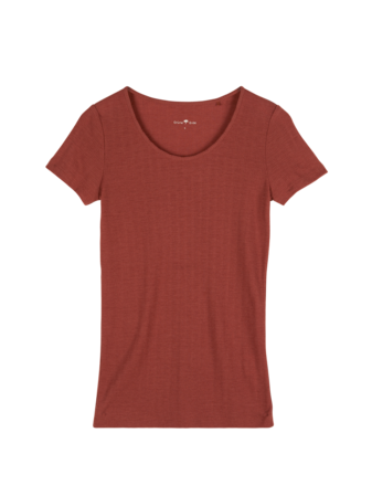 Kurzarmshirt aus Bio Wolle, cranberry