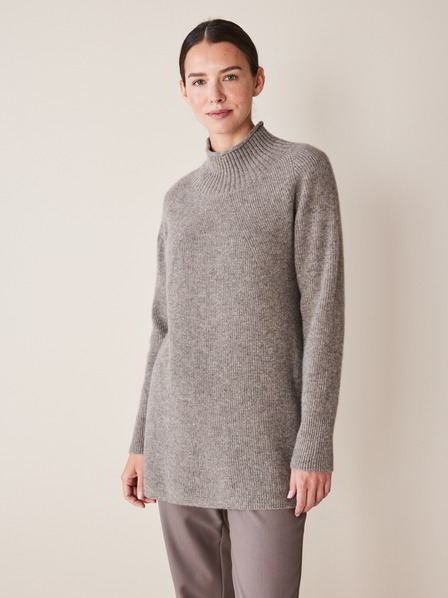 Pullover-Turtleneck, 100 % Yakwolle, hasel melange