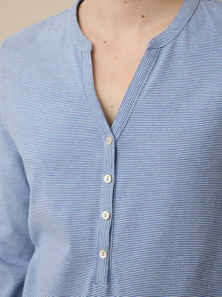 Schlafshirt aus Bio-Baumwolle, meerblau/weiß ringel