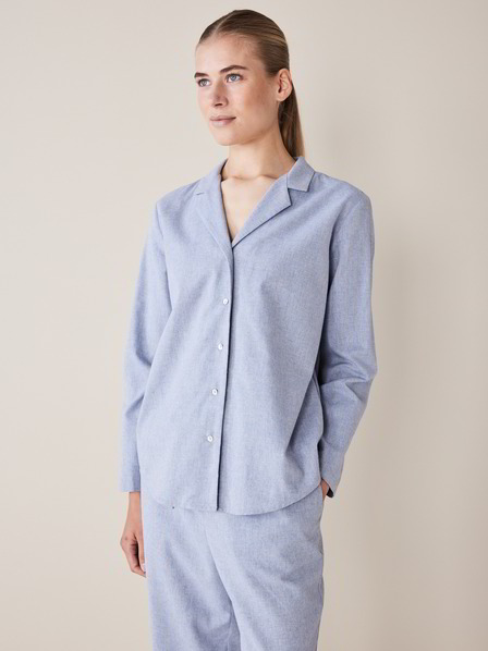 Pyjamahemd, Baumwolle, rauchblau