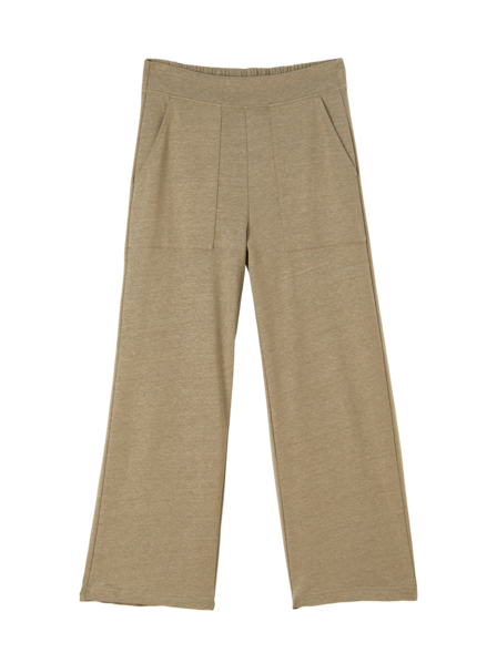 Culotte aus plattiertem Leinen, olive