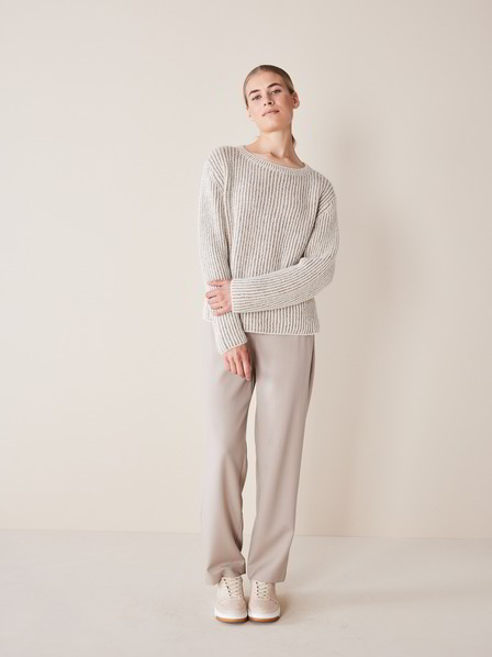 Pullover Langarm, strick rippe natur